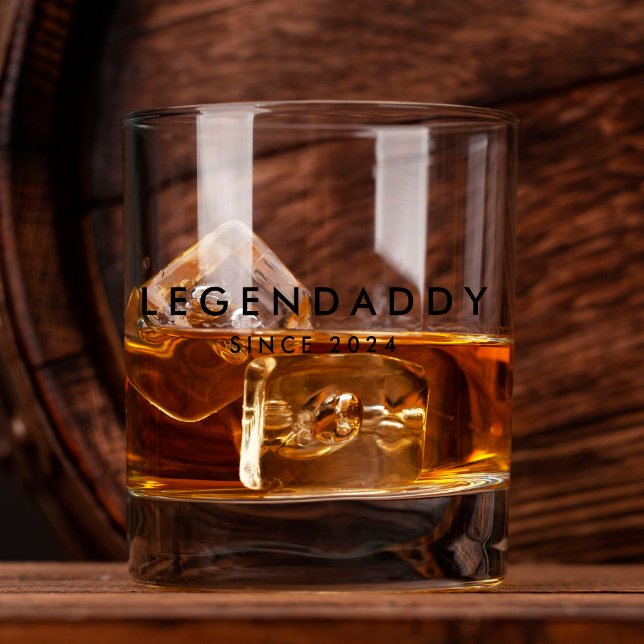 Legendaddy since for the Legendary Dad minimalist  Whiskey Glass (whiskey glass for legendary dads)