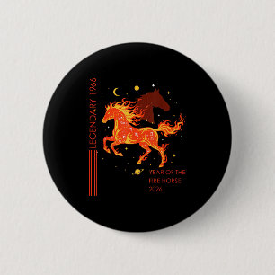 Legendary 1966 fire horse 60th birthday 2026 retro 6 cm round badge