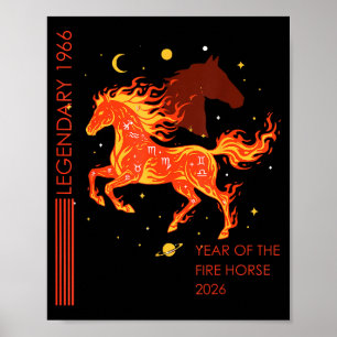 Legendary 1966 fire horse 60th birthday 2026 retro poster