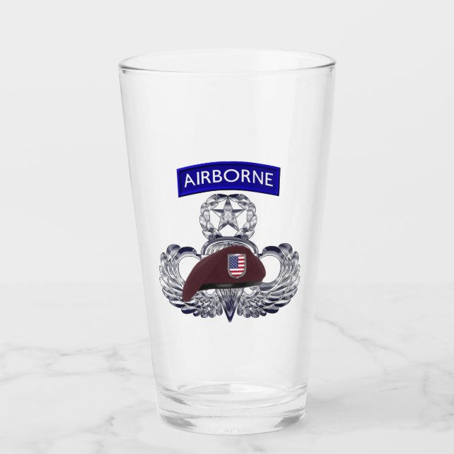 Legendary Airborne Beret & Jump Wings Glass (Front)