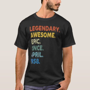 Legendary Awesome Epic Since April 1958 Birthday V T-Shirt