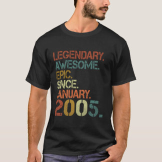 Legendary Awesome Epic Since January 2005 18Th T-Shirt