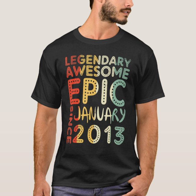 Legendary Awesome Epic Since January 2013 Birthday T-Shirt (Front)