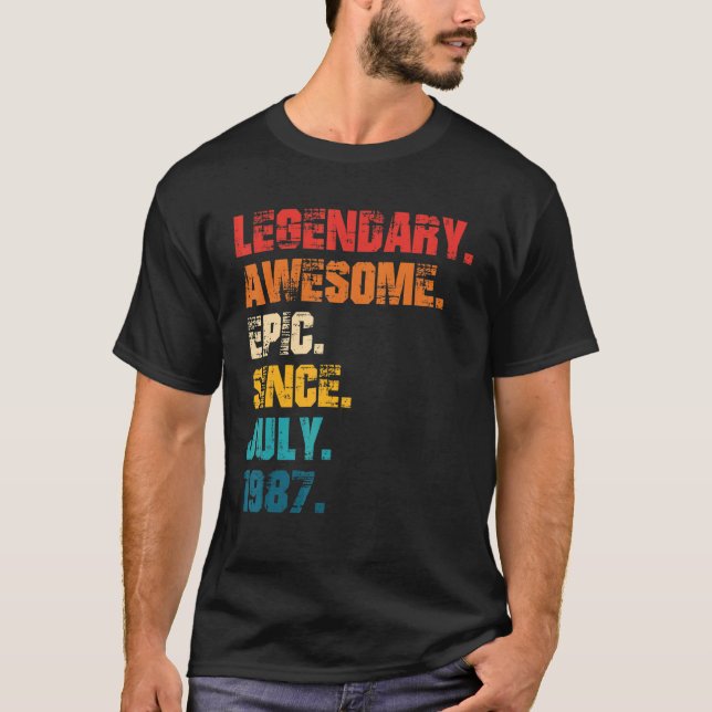 Legendary Awesome Epic Since July 1987 Retro Style T-Shirt (Front)