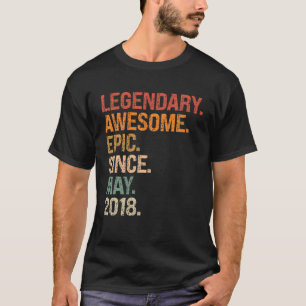 Legendary Awesome Epic Since May 2018 4Th Birthday T-Shirt