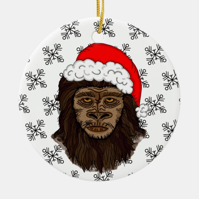 Legendary Christmas and Squatchy New Year Ceramic Ornament (Front)