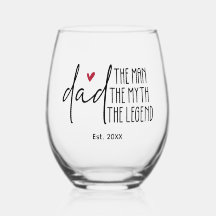 Legendary Dad Glass Gift with Heart Drinkware Set