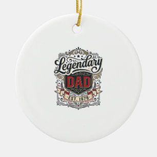 Legendary Dad Vintage Engraving Shirt Design (3)_1 Ceramic Ornament