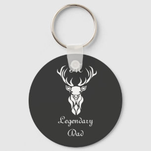 Legendary Dad White Tail Deer White Chalk Shadow Key Ring