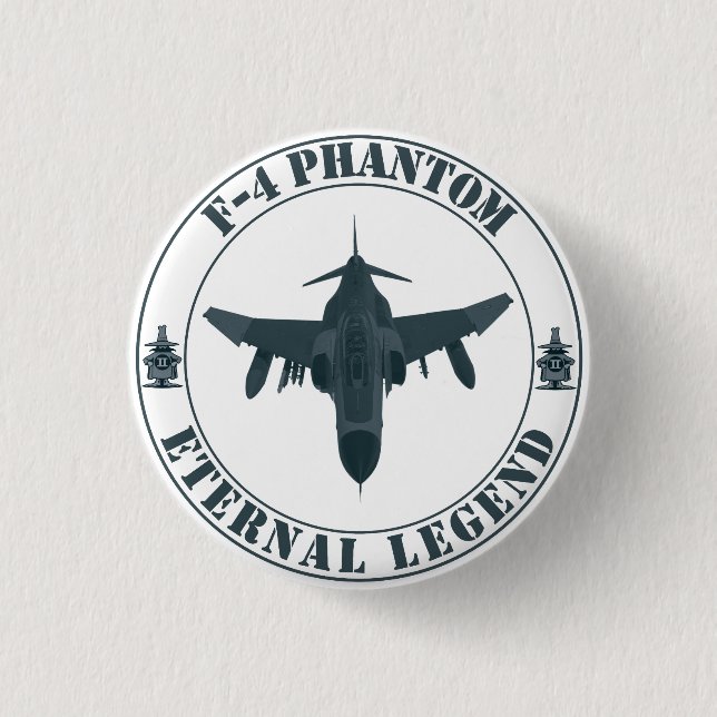 Legendary F-4 Phantom Fighter Aircraft 3 Cm Round Badge (Front)
