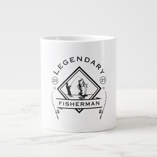 Legendary Fisherman Established 2021 Large Coffee Mug (Front)