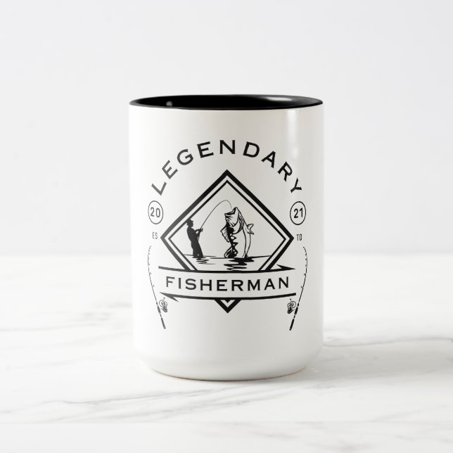 Legendary Fisherman Established 2021 Two-Tone Coffee Mug (Center)
