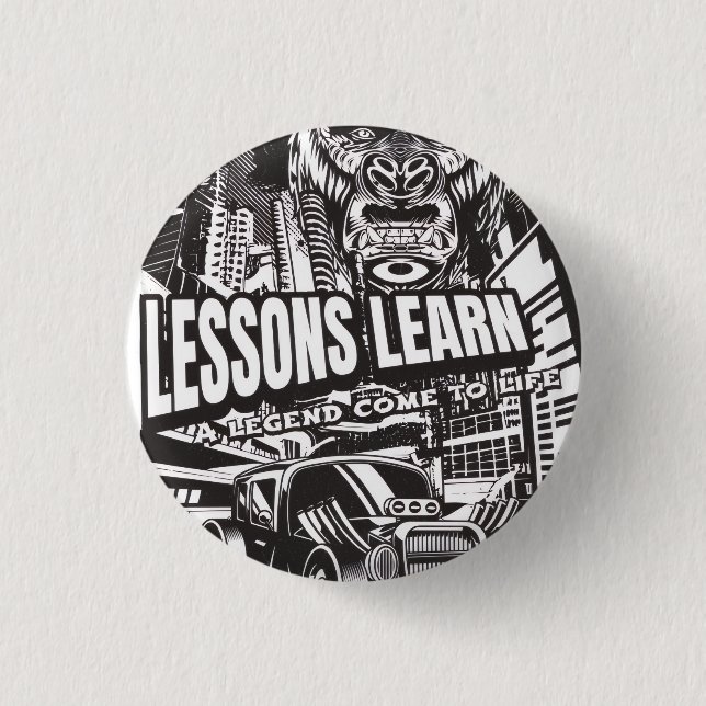 LEGENDARY GORILLA LESSONS LEARN BUTTON  (Front)