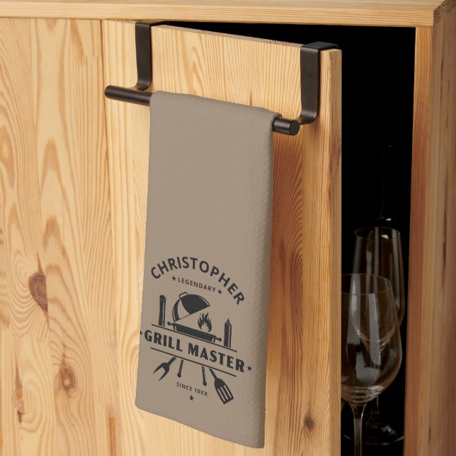 Legendary Grill Master Custom BBQ Tea Towel (Thirds Fold)