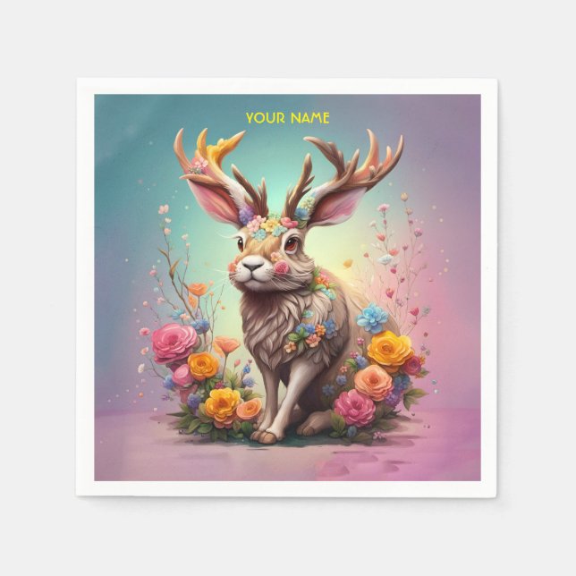 Legendary Jackalope Funny Vintage Retro Scary Napkin (Front)