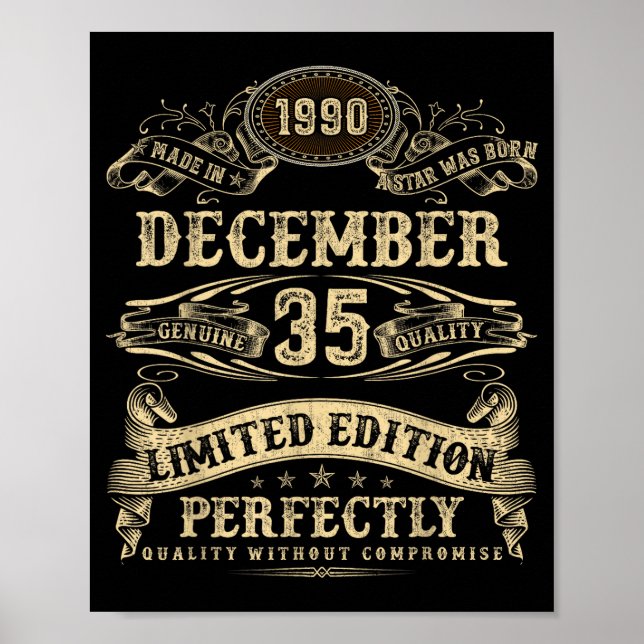Legendary Man Born December 1990 35th Birthday  Poster (Front)