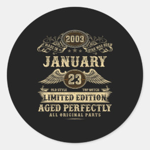 Legendary Man Born January 2003 23rd Birthday  Classic Round Sticker