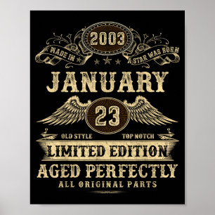 Legendary Man Born January 2003 23rd Birthday Poster