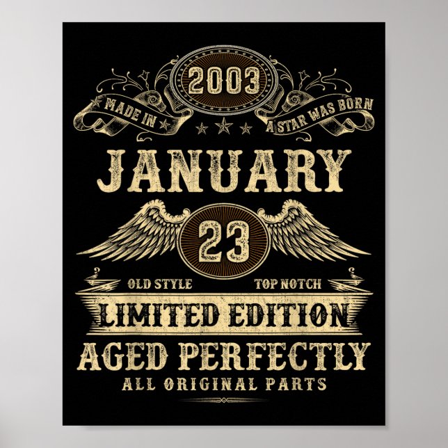Legendary Man Born January 2003 23rd Birthday  Poster (Front)
