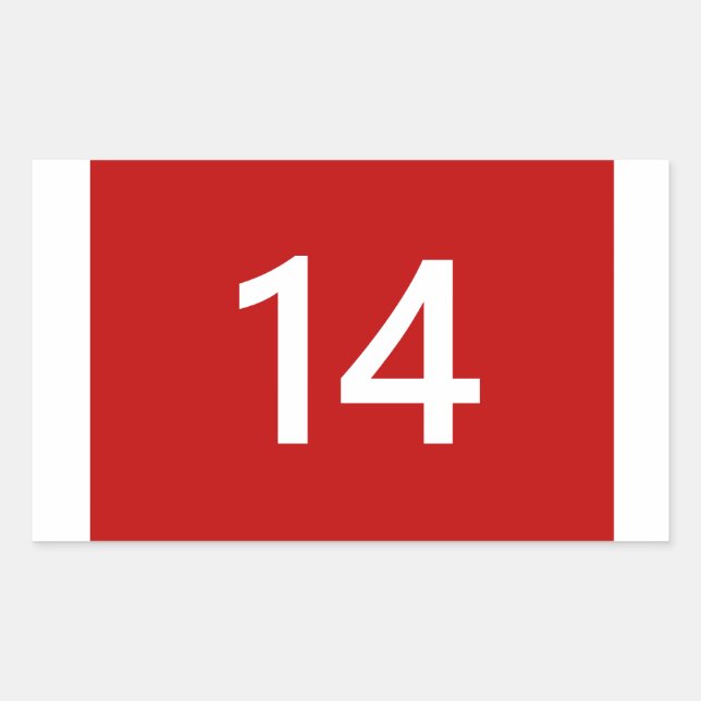 Legendary No. 14 in red and white Rectangular Sticker (Front)