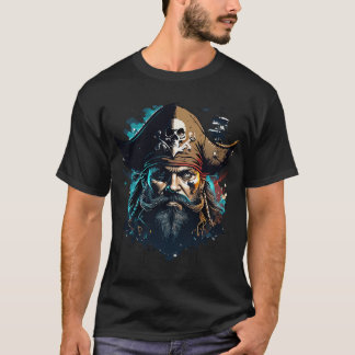 Legendary Pirate Captain – Skull & Ship Vintage  T-Shirt