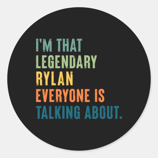 Legendary Rylan Personalised Name Classic Round Sticker (Front)