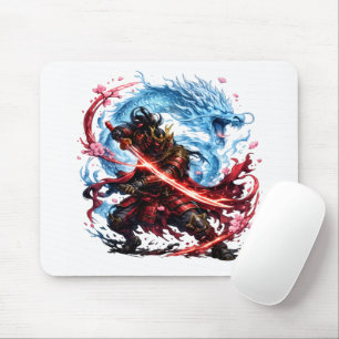 Legendary Samurai & Blue Dragon Mug   Japanese War Mouse Pad
