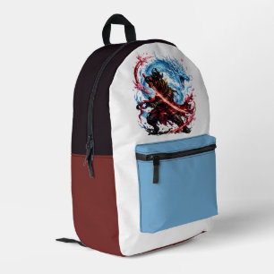 Legendary Samurai & Blue Dragon Mug Japanese War Printed Backpack