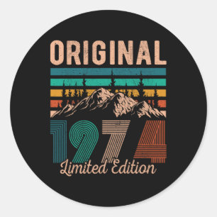 Legendary Since 1974 Birthday Hiking Mountains Vin Classic Round Sticker