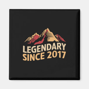 Legendary Since 2017 Birthday Hiking Hiker Mountai Magnet