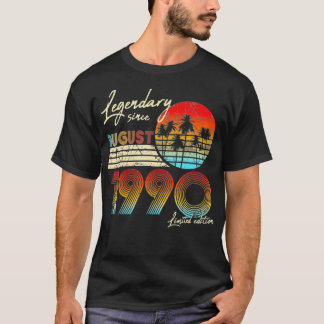 Legendary Since Bday August 1990 Vintage 30Th Birt T-Shirt