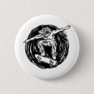 Legendary Skater Doing Mid-Air Skateboarding 6 Cm Round Badge