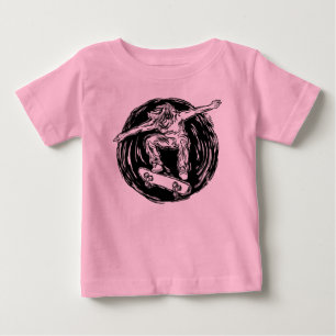 Legendary Skater Doing Mid-Air Skateboarding Baby T-Shirt