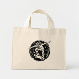 Legendary Skater Doing Mid-Air Skateboarding Mini Tote Bag