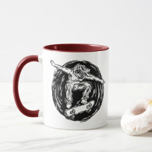 Legendary Skater Doing Mid-Air Skateboarding Mug