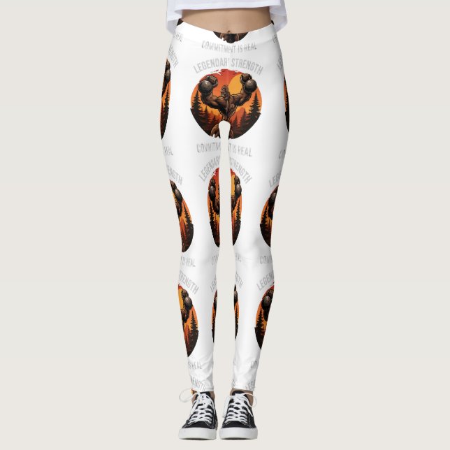 Legendary Strength Commitment Is Real | Gym Life Leggings (Front)