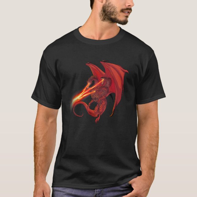 Legendary Three Headed Red Fire Breathing Ferociou T-Shirt (Front)