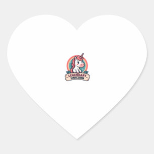 Legendary Unicorn Vintage Retro Cartoon Vector Des Heart Sticker