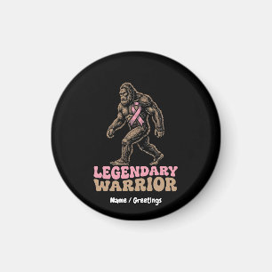 Legendary Warrior Bigfoot Pink Ribbon Awareness Magnet