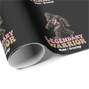 Legendary Warrior Bigfoot Pink Ribbon Awareness  Wrapping Paper
