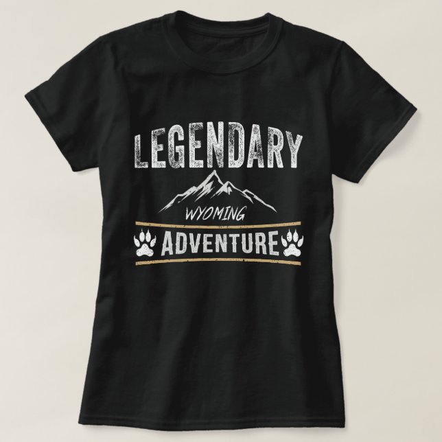 Legendary Wyoming Adventure Mountain Landscape Tee (Design Front)