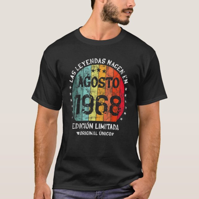 Legends Are Born In August 1968 Retro T-Shirt (Front)