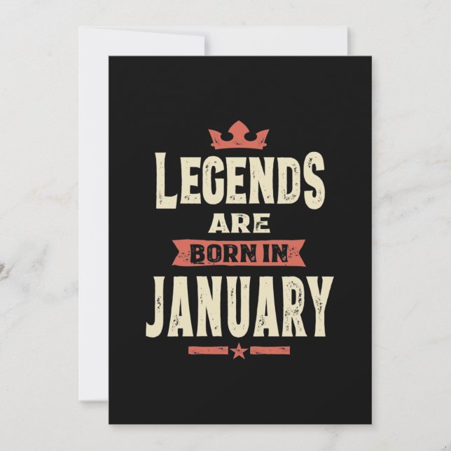 Legends are Born in January - January Birthday Thank You Card (Front)