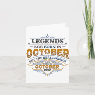 Legends Are Born In October 1992 Womens Birthday C Card