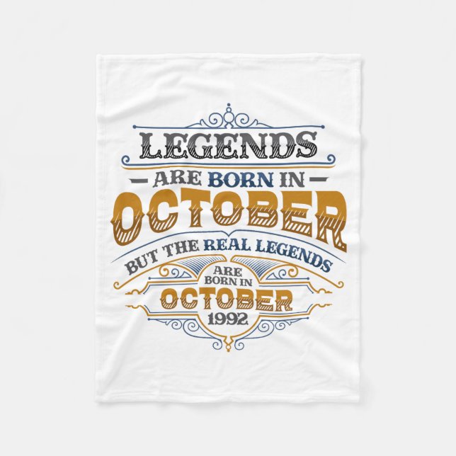Legends Are Born In October 1992 Womens Birthday C Fleece Blanket (Front)