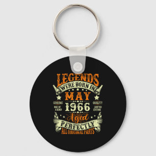 Legends born in may 1966 vintage 60th birthday men key ring