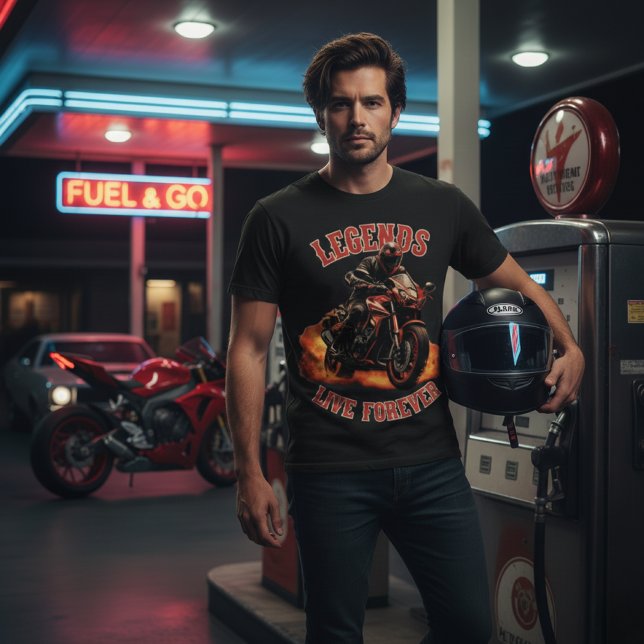 Legends Live Forever - Sportbike Motorcycle Rider T-Shirt (Creator Uploaded)