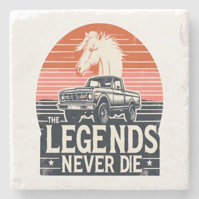 Legends never die stone coaster (Front)