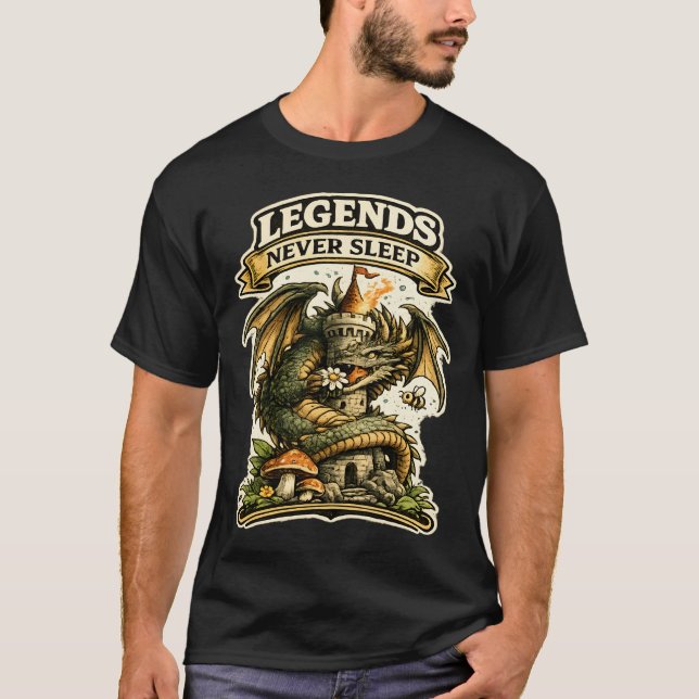 Legends Never Sleep Dragon Castle T-Shirt (Front)