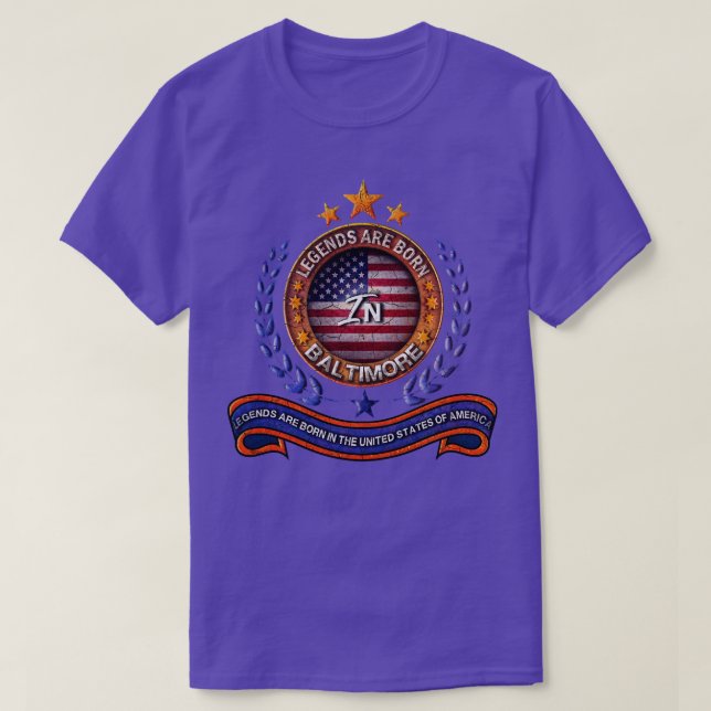 Legends of Baltimore Maryland Retro USA Flag T-Shirt (Design Front)